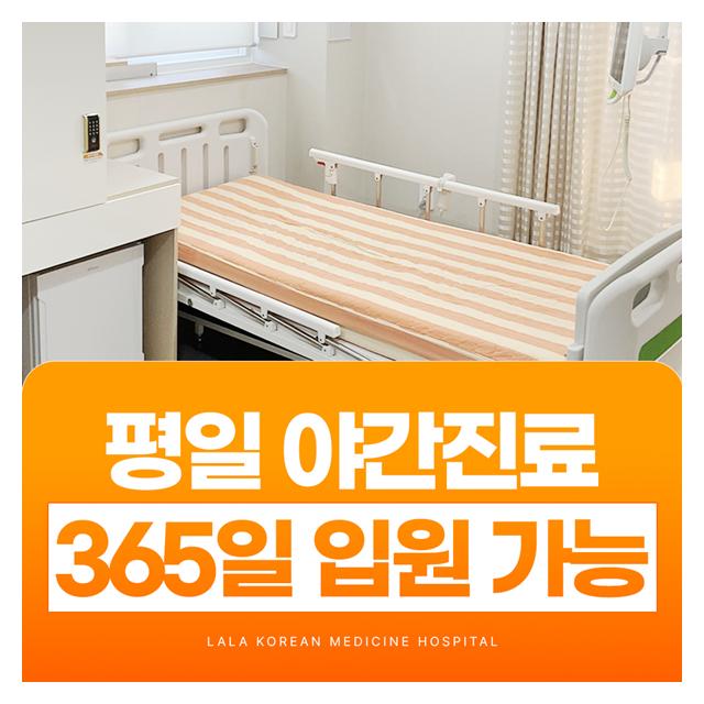 365일 입원 가능, 평일엔 야간진료 합니다